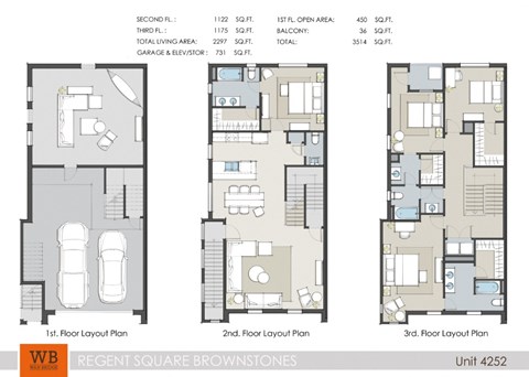 Floor plan for 4 beds, 3.5 baths, 2297 sqft